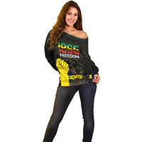 Juneteenth Freedom Day Off Shoulder Sweater 1865 Black Independence African Pattern - Wonder Print Shop