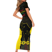 Juneteenth Freedom Day Short Sleeve Bodycon Dress 1865 Black Independence African Pattern - Wonder Print Shop