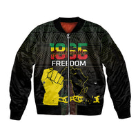 Juneteenth Freedom Day Sleeve Zip Bomber Jacket 1865 Black Independence African Pattern - Wonder Print Shop
