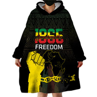 Juneteenth Freedom Day Wearable Blanket Hoodie 1865 Black Independence African Pattern - Wonder Print Shop
