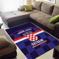 Custom Croatia Football Area Rug Come On Vatreni Checkerboard Style