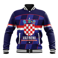 Custom Croatia Football Baseball Jacket Come On Vatreni Checkerboard Style