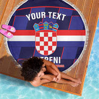 Custom Croatia Football Beach Blanket Come On Vatreni Checkerboard Style