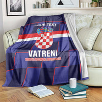 Custom Croatia Football Blanket Come On Vatreni Checkerboard Style
