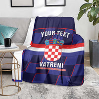 Custom Croatia Football Blanket Come On Vatreni Checkerboard Style