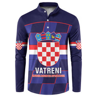 Custom Croatia Football Button Sweatshirt Come On Vatreni Checkerboard Style