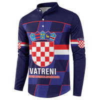 Custom Croatia Football Button Sweatshirt Come On Vatreni Checkerboard Style