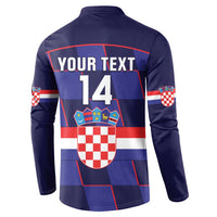 Custom Croatia Football Button Sweatshirt Come On Vatreni Checkerboard Style