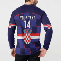 Custom Croatia Football Button Sweatshirt Come On Vatreni Checkerboard Style