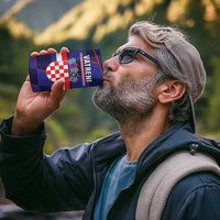 Custom Croatia Football 4 in 1 Can Cooler Tumbler Come On Vatreni Checkerboard Style