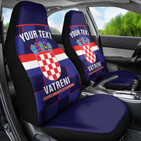 Custom Croatia Football Car Seat Cover Come On Vatreni Checkerboard Style