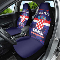 Custom Croatia Football Car Seat Cover Come On Vatreni Checkerboard Style