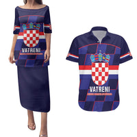 Custom Croatia Football Couples Matching Puletasi and Hawaiian Shirt Come On Vatreni Checkerboard Style