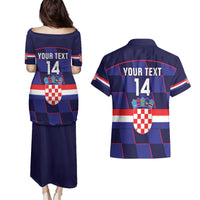 Custom Croatia Football Couples Matching Puletasi and Hawaiian Shirt Come On Vatreni Checkerboard Style