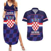 Custom Croatia Football Couples Matching Summer Maxi Dress and Hawaiian Shirt Come On Vatreni Checkerboard Style