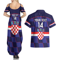 Custom Croatia Football Couples Matching Summer Maxi Dress and Hawaiian Shirt Come On Vatreni Checkerboard Style