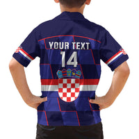 Custom Croatia Football Family Matching Off The Shoulder Long Sleeve Dress and Hawaiian Shirt Come On Vatreni Checkerboard Style