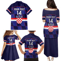Custom Croatia Football Family Matching Puletasi and Hawaiian Shirt Come On Vatreni Checkerboard Style