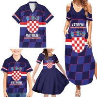 Custom Croatia Football Family Matching Summer Maxi Dress and Hawaiian Shirt Come On Vatreni Checkerboard Style