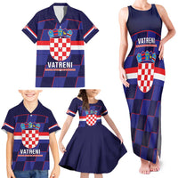 Custom Croatia Football Family Matching Tank Maxi Dress and Hawaiian Shirt Come On Vatreni Checkerboard Style