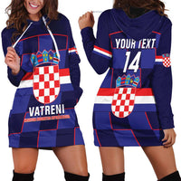Custom Croatia Football Hoodie Dress Come On Vatreni Checkerboard Style