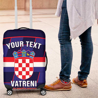 Custom Croatia Football Luggage Cover Come On Vatreni Checkerboard Style