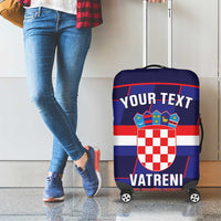 Custom Croatia Football Luggage Cover Come On Vatreni Checkerboard Style