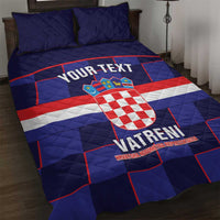 Custom Croatia Football Quilt Bed Set Come On Vatreni Checkerboard Style