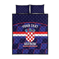 Custom Croatia Football Quilt Bed Set Come On Vatreni Checkerboard Style