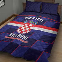 Custom Croatia Football Quilt Bed Set Come On Vatreni Checkerboard Style