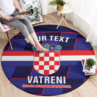 Custom Croatia Football Round Carpet Come On Vatreni Checkerboard Style