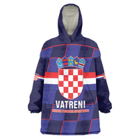Custom Croatia Football Wearable Blanket Hoodie Come On Vatreni Checkerboard Style
