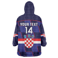 Custom Croatia Football Wearable Blanket Hoodie Come On Vatreni Checkerboard Style
