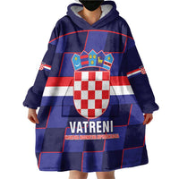 Custom Croatia Football Wearable Blanket Hoodie Come On Vatreni Checkerboard Style