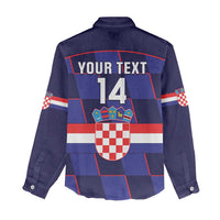 Custom Croatia Football Women Casual Shirt Come On Vatreni Checkerboard Style
