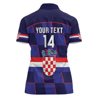 Custom Croatia Football Women Polo Shirt Come On Vatreni Checkerboard Style
