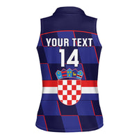 Custom Croatia Football Women Sleeveless Polo Shirt Come On Vatreni Checkerboard Style