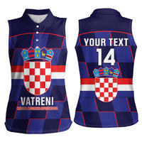 Custom Croatia Football Women Sleeveless Polo Shirt Come On Vatreni Checkerboard Style