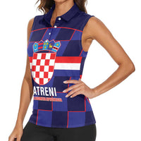 Custom Croatia Football Women Sleeveless Polo Shirt Come On Vatreni Checkerboard Style