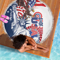 United States 4th Of July Beach Blanket USA Eagle Statue Of Librerty