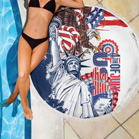 United States 4th Of July Beach Blanket USA Eagle Statue Of Librerty