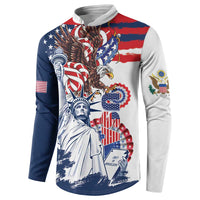 United States 4th Of July Button Sweatshirt USA Eagle Statue Of Librerty