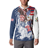 United States 4th Of July Button Sweatshirt USA Eagle Statue Of Librerty
