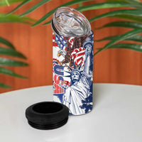 United States 4th Of July 4 in 1 Can Cooler Tumbler USA Eagle Statue Of Librerty