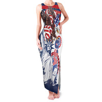 United States 4th Of July Family Matching Tank Maxi Dress and Hawaiian Shirt USA Eagle Statue Of Librerty