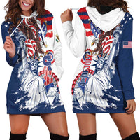 United States 4th Of July Hoodie Dress USA Eagle Statue Of Librerty
