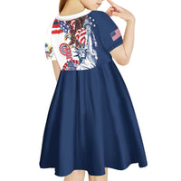 United States 4th Of July Kid Short Sleeve Dress USA Eagle Statue Of Librerty