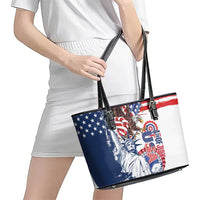 United States 4th Of July Leather Tote Bag USA Eagle Statue Of Librerty
