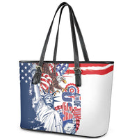 United States 4th Of July Leather Tote Bag USA Eagle Statue Of Librerty