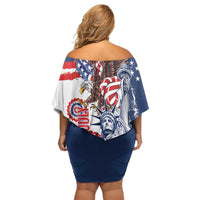 United States 4th Of July Off Shoulder Short Dress USA Eagle Statue Of Librerty